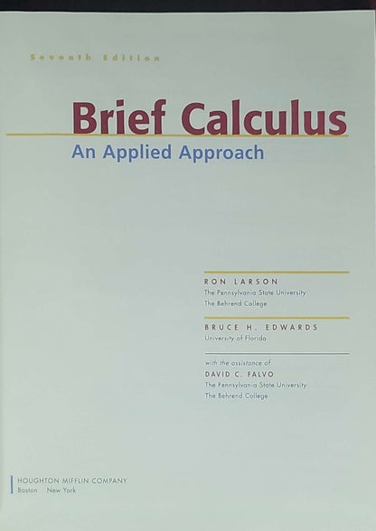 Brief Calculus: An Applied Approach: Seventh Edition