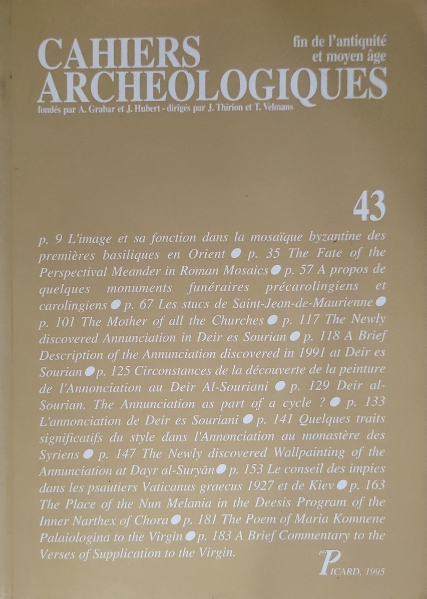 Cahiers Archéologiques: fin de l'antiquité et moyen âge