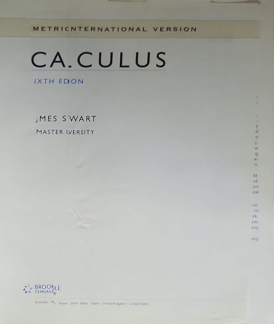 CALCULUS: METRIC INTERNATIONAL VERSION