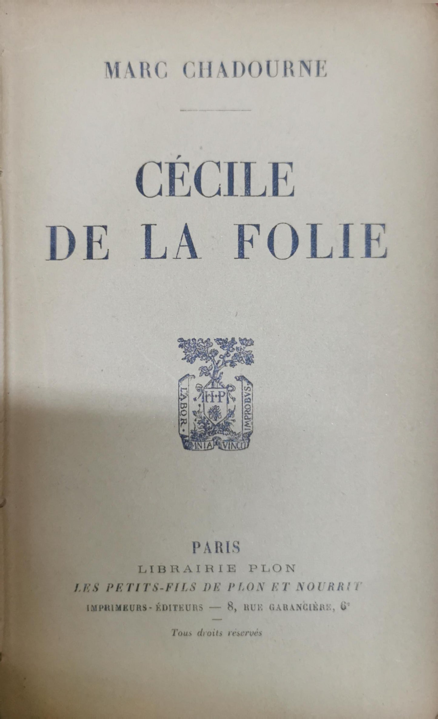 Cécile de la folie By Marc Chadourne