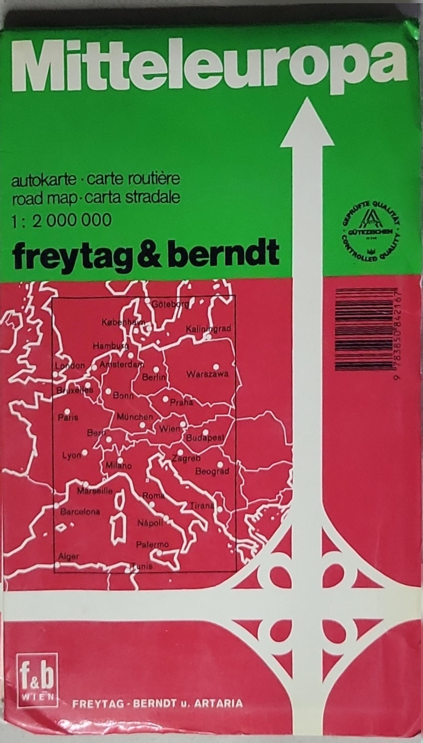 Central Europe / Mittel Europa / Europe Centrale: autokarte · carte routière · road map · carta stradale 1 : 2 000 000