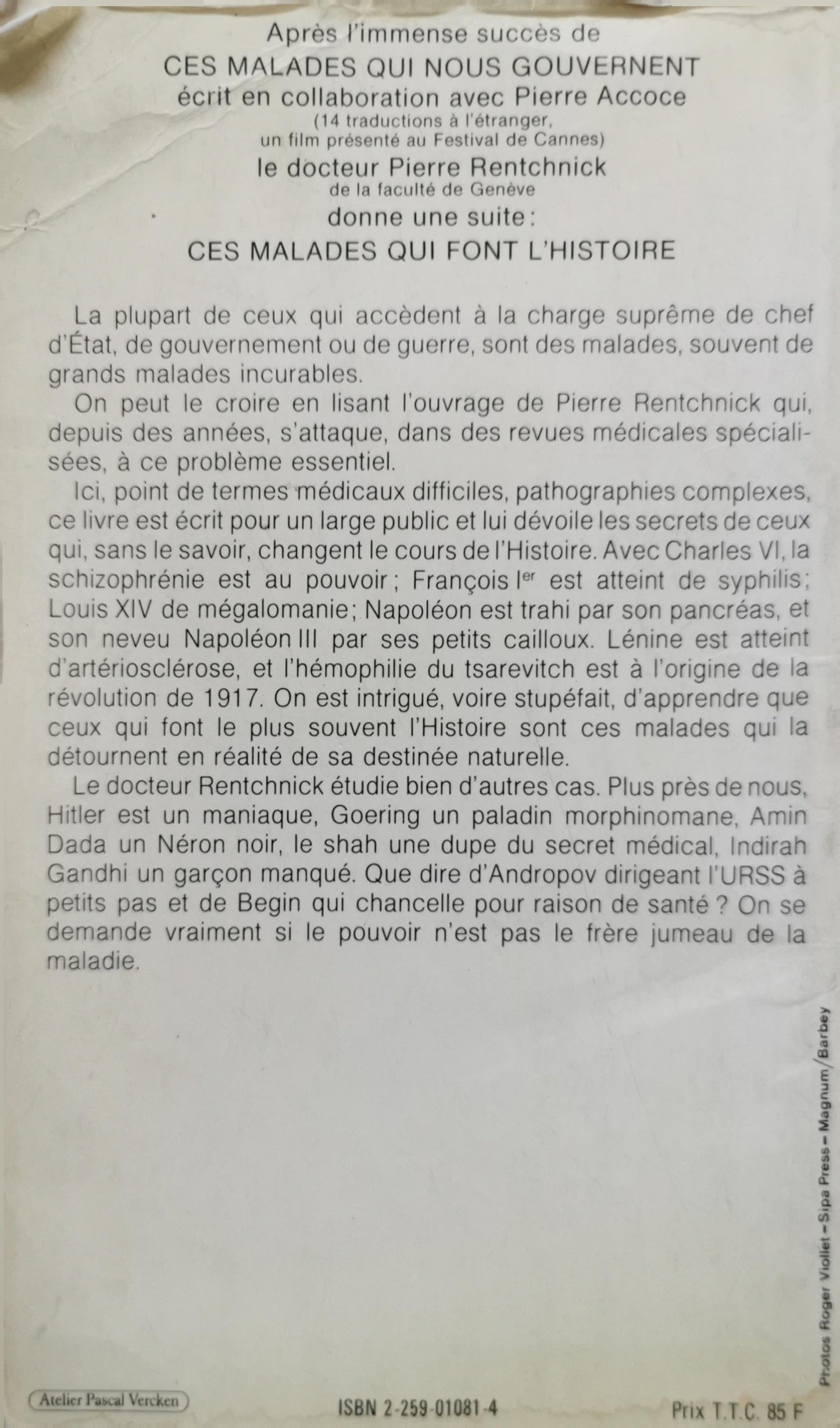 Ces malades qui font l’Histoire By Pierre Rentchnick