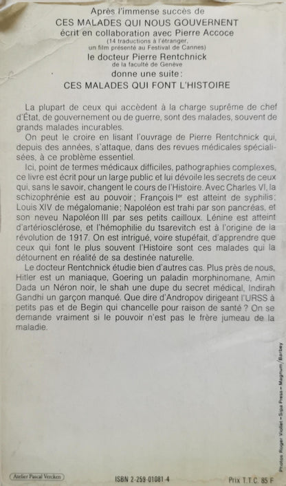 Ces malades qui font l’Histoire By Pierre Rentchnick