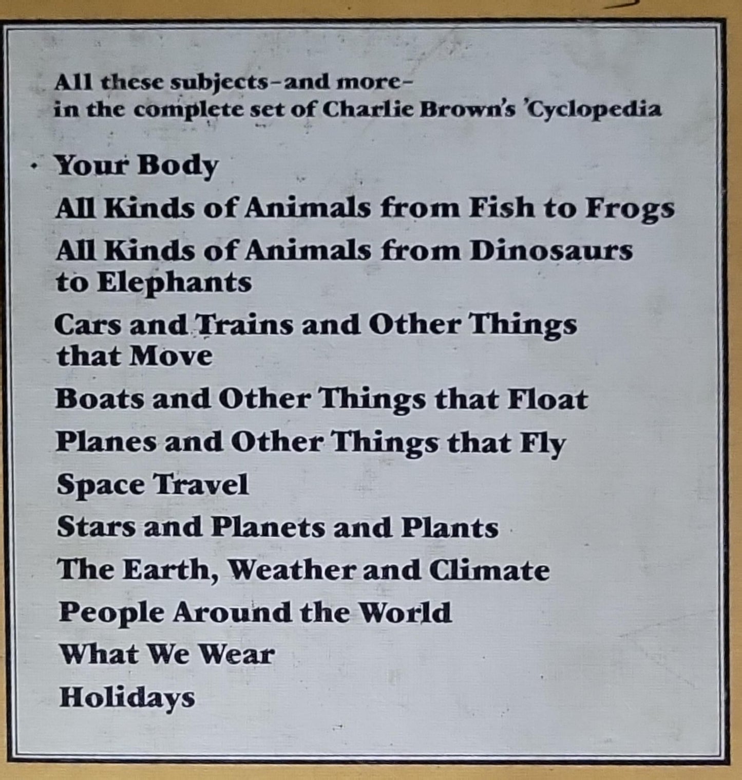 Charlie Brown's Cyclopedia: Featuring All Kinds of Animals from Dinosaurs to Elephants