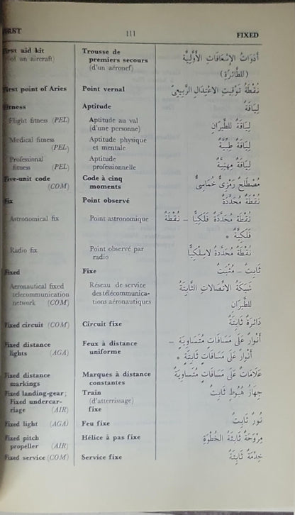 Civil Aviation Lexicon: English - French - Arabic