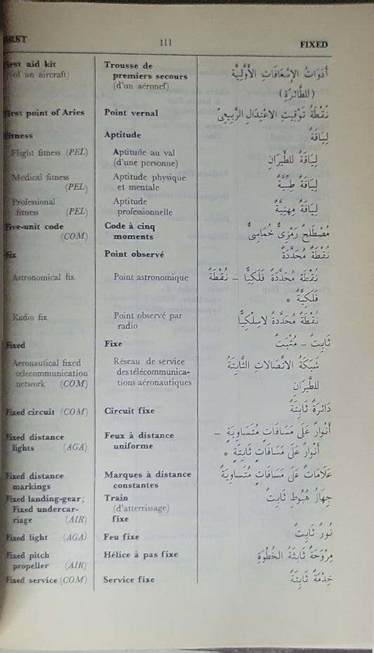Civil Aviation Lexicon: English - French - Arabic