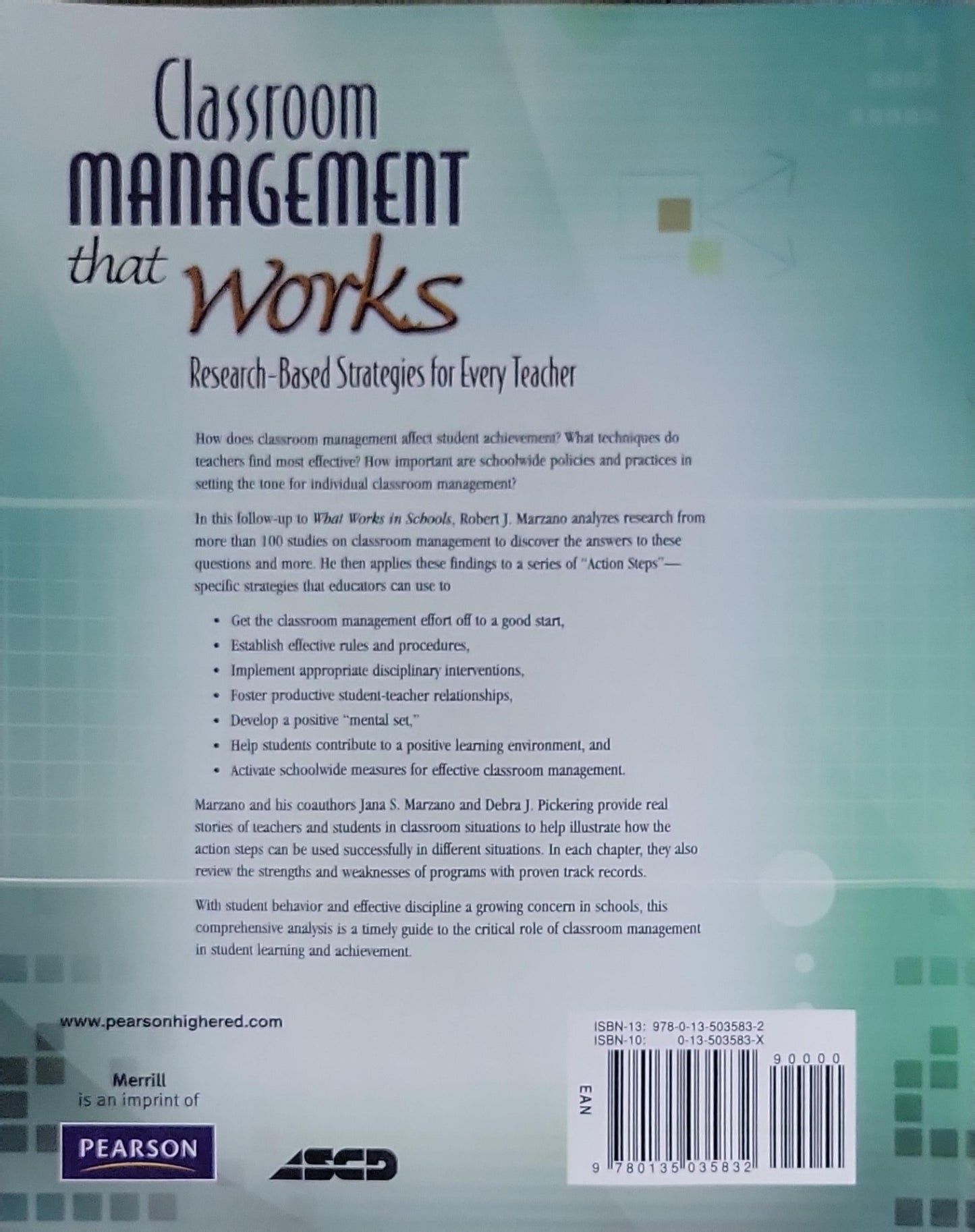 Classroom Management that Works: Research-Based Strategies for Every Teacher