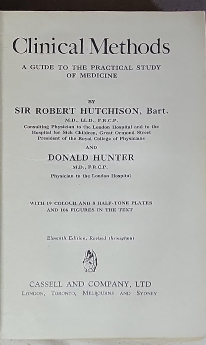 Clinical Methods: A GUIDE TO THE PRACTICAL STUDY OF MEDICINE