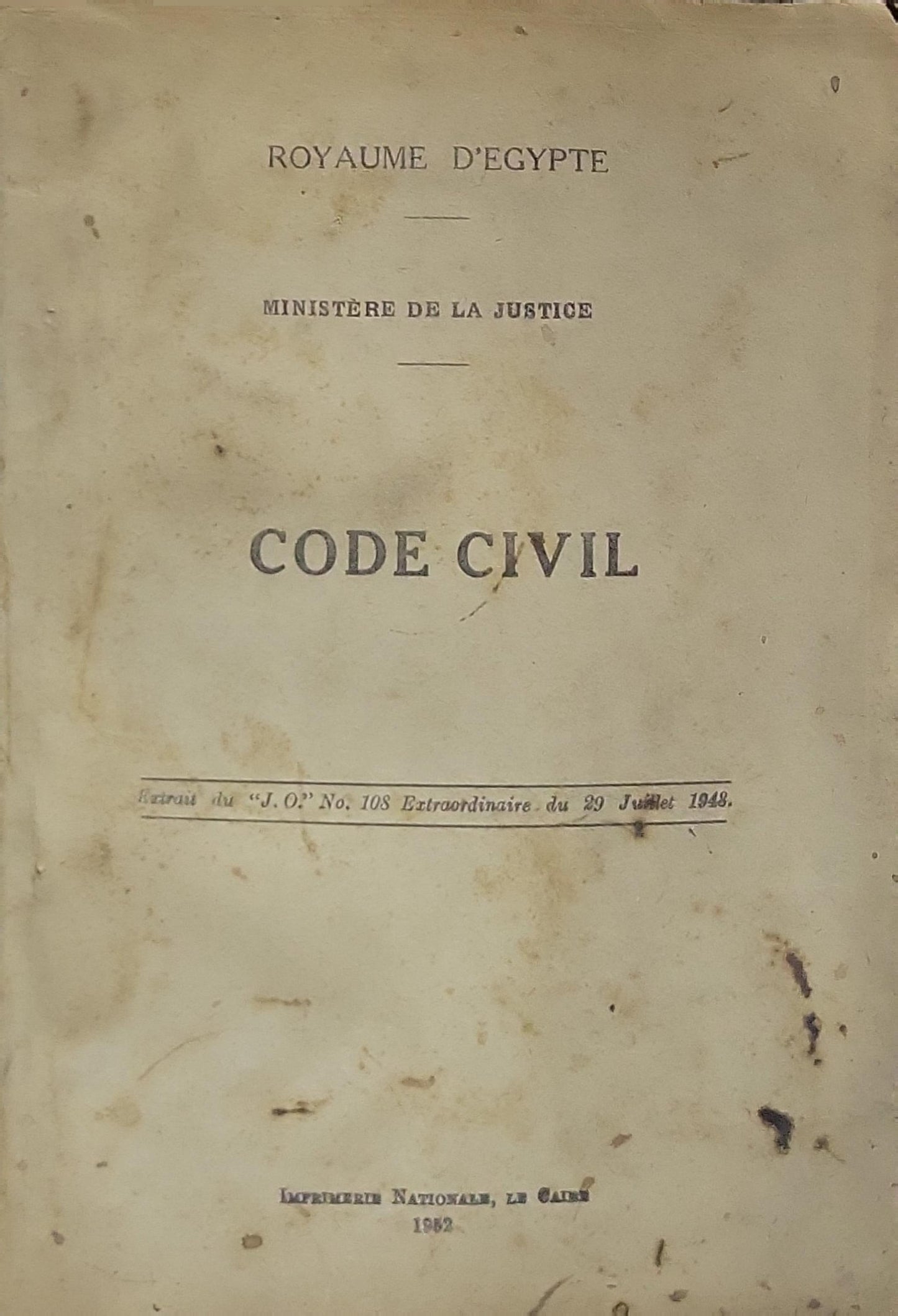 CODE CIVIL By Ministère de la Justice and Royaume d'Égypte