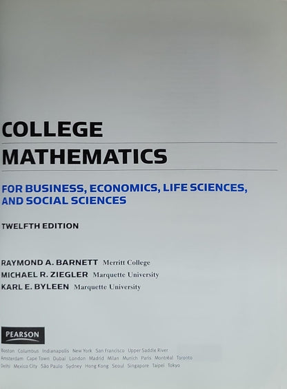 College Mathematics: For Business, Economics, Life Sciences & Social Sciences