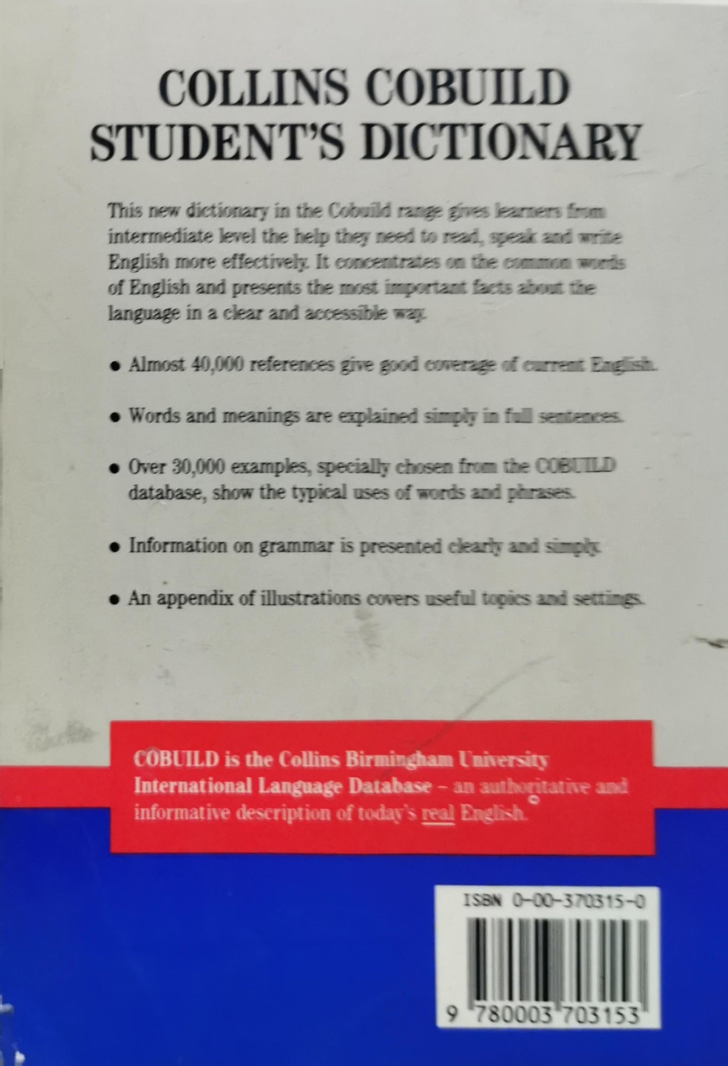 Collins Cobuild Student's Dictionary: COLLINS Birmingham University International Language Database By Collins Cobuild