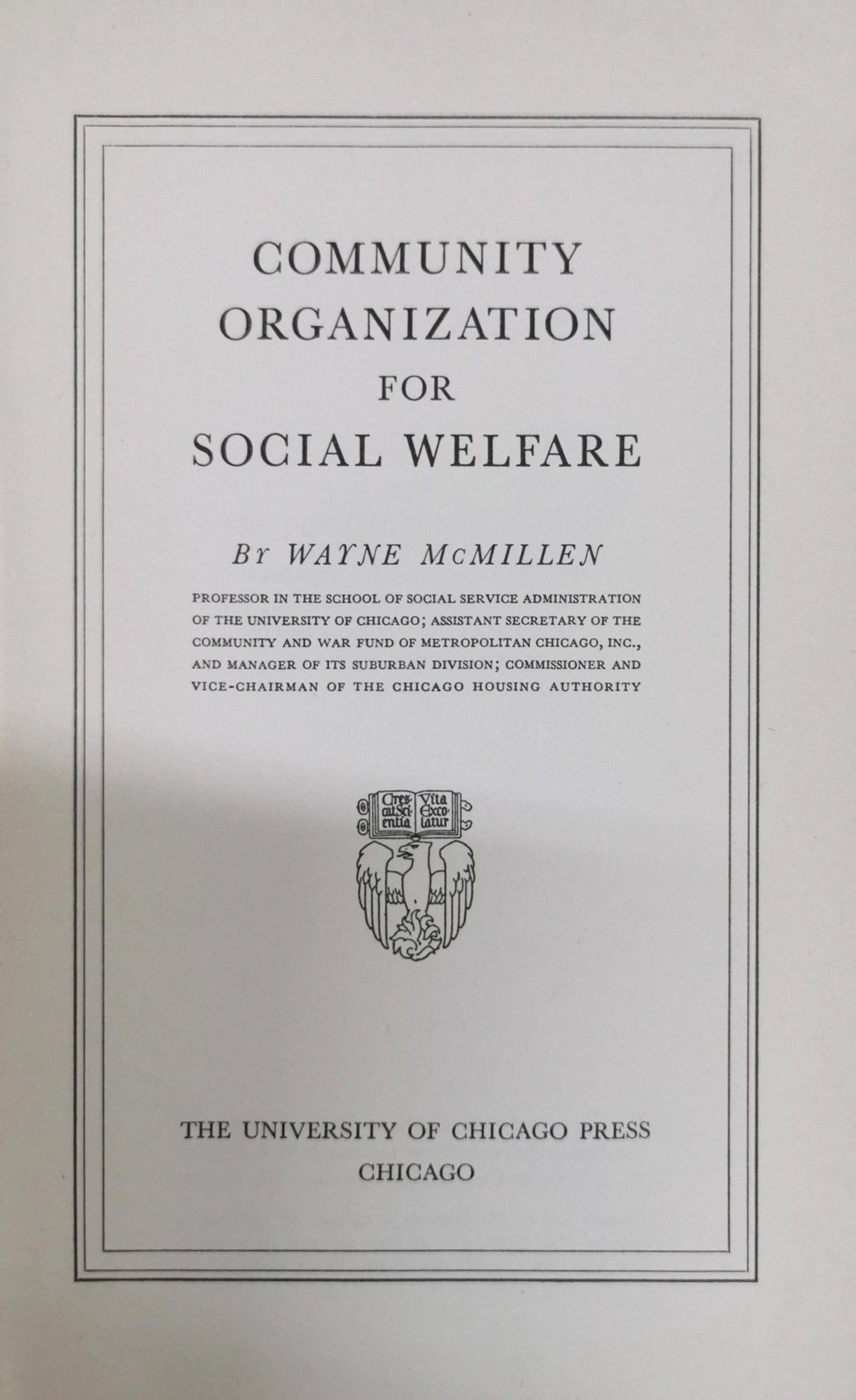 Community Organization for Social Welfare By Wayne McMillen