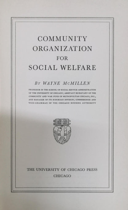 Community Organization for Social Welfare By Wayne McMillen