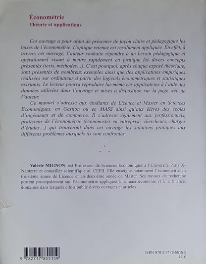 Économétrie: Théorie et applications