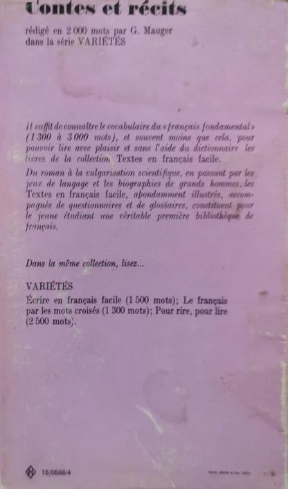 Contes et récits: Textes en français facile By G. Mauger
