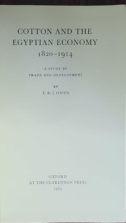 COTTON AND THE EGYPTIAN ECONOMY 1820-1914