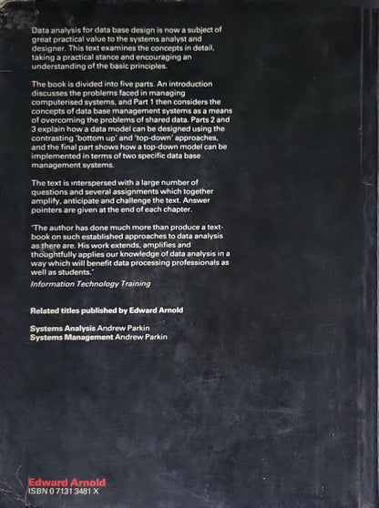 Data Analysis for Data Base Design By D R Howe