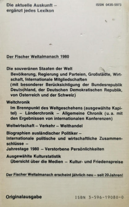 Der Fischer Weltalmanach 1980: Zahlen, Daten, Fakten, Hintergründe By Gustav Fochler-Hauke (Hrsg.)