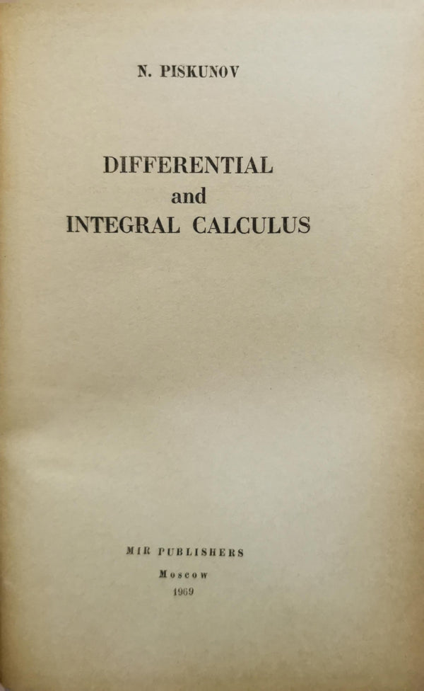 Differential and Integral Calculus By N. Piskunov – Book Treasures ...