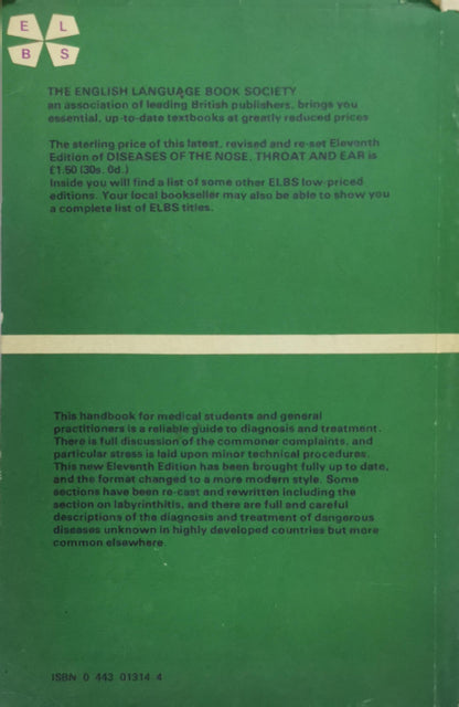 Diseases of the Nose, Throat and Ear: Eleventh Edition By I.S. Hall and B.H. Colman