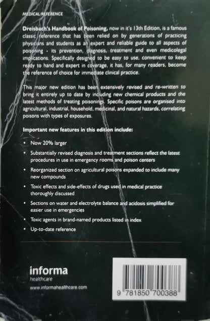 Dreisbach's Handbook of Poisoning: Prevention, Diagnosis and Treatment By Bev-Lorraine True and Robert H. Dreisbach