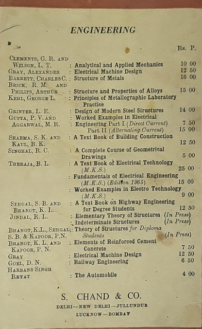 Elements of Reinforced Cement Concrete By K. L. Bhanot and P. N. Kapoor