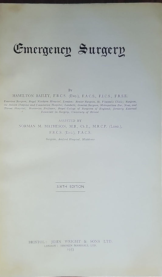 Emergency surgery Hardcover – Import, January 1, 1953 by Hamilton BAILEY (Author)