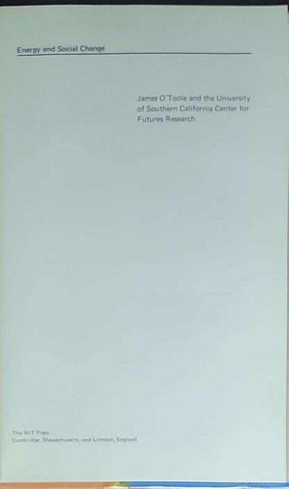 Energy and social change: (MIT Press edition)