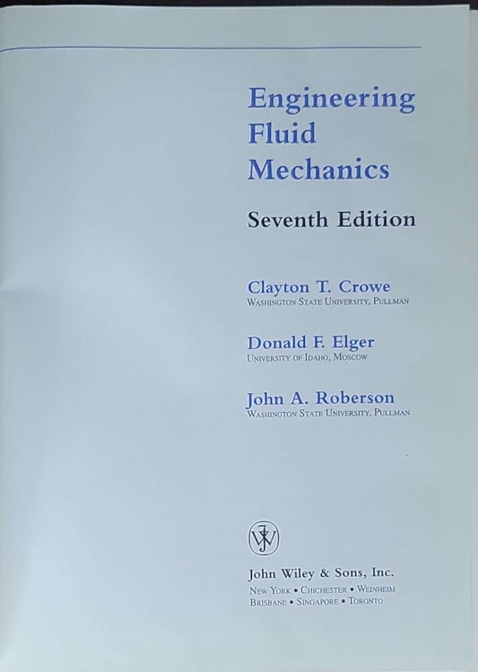 Engineering Fluid Mechanics: Seventh Edition