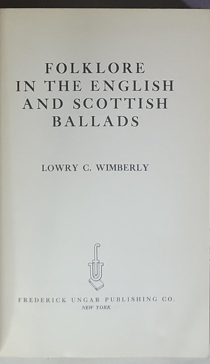 Folklore in the English and Scottish Ballads