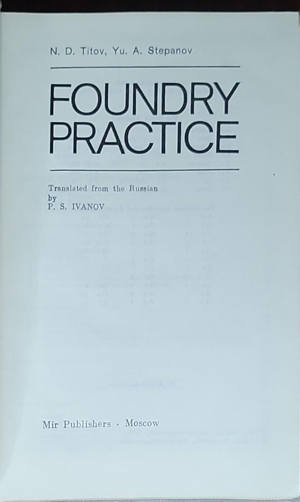 Foundry practice translated from the russian by p s ivanov english