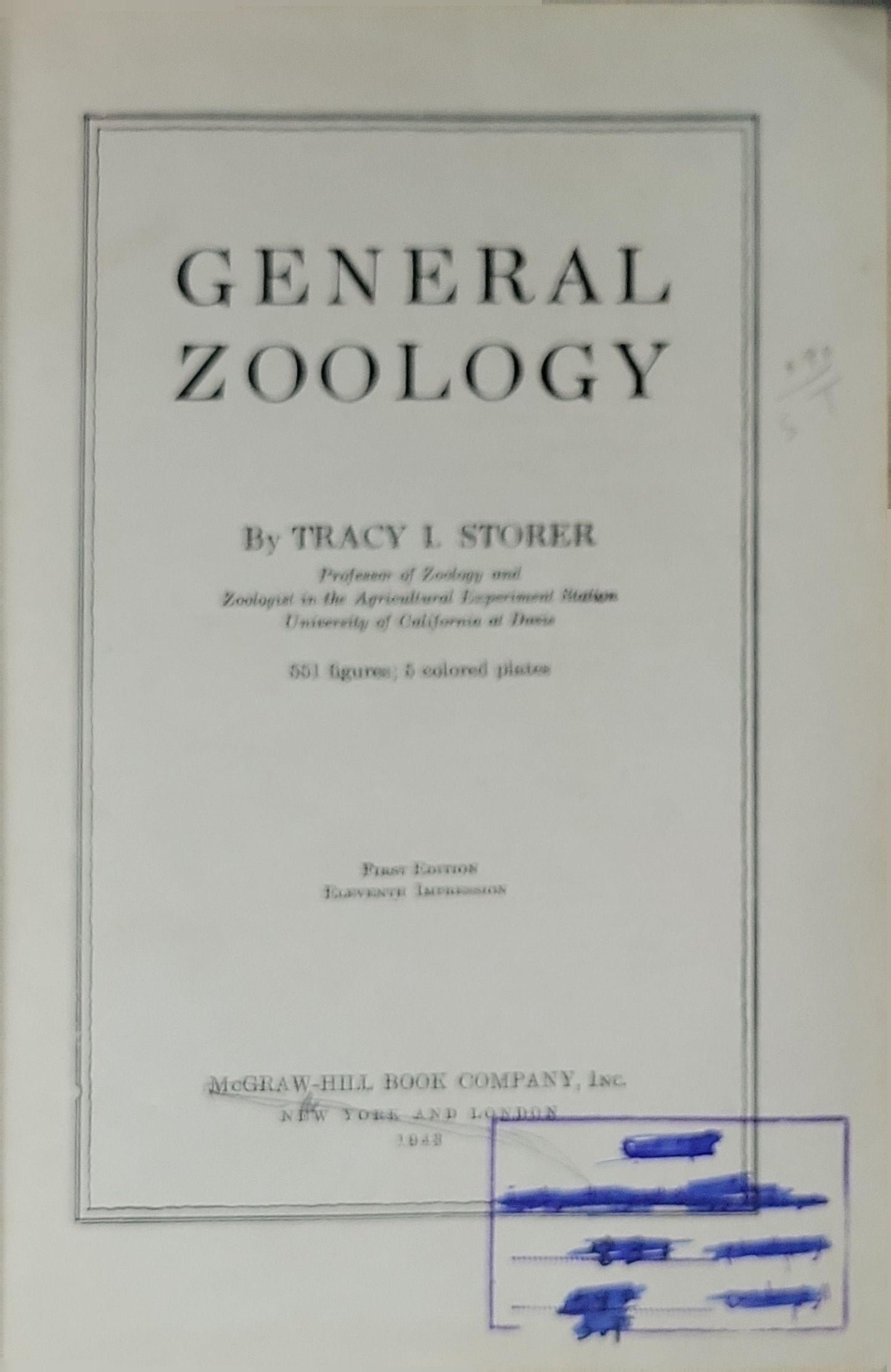 General Zoology By Tracy L. Storer