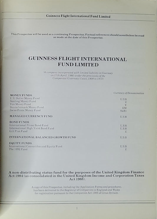 Guinness Flight International Fund Limited Prospectus By Guinness Flight International Fund Limited
