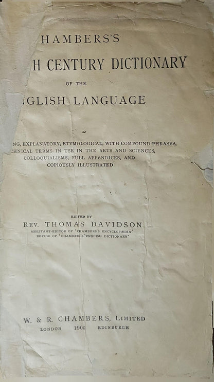 HAMBERS'S H CENTURY DICTIONARY: OF THE ENGLISH LANGUAGE By Rev. Thomas Davidson