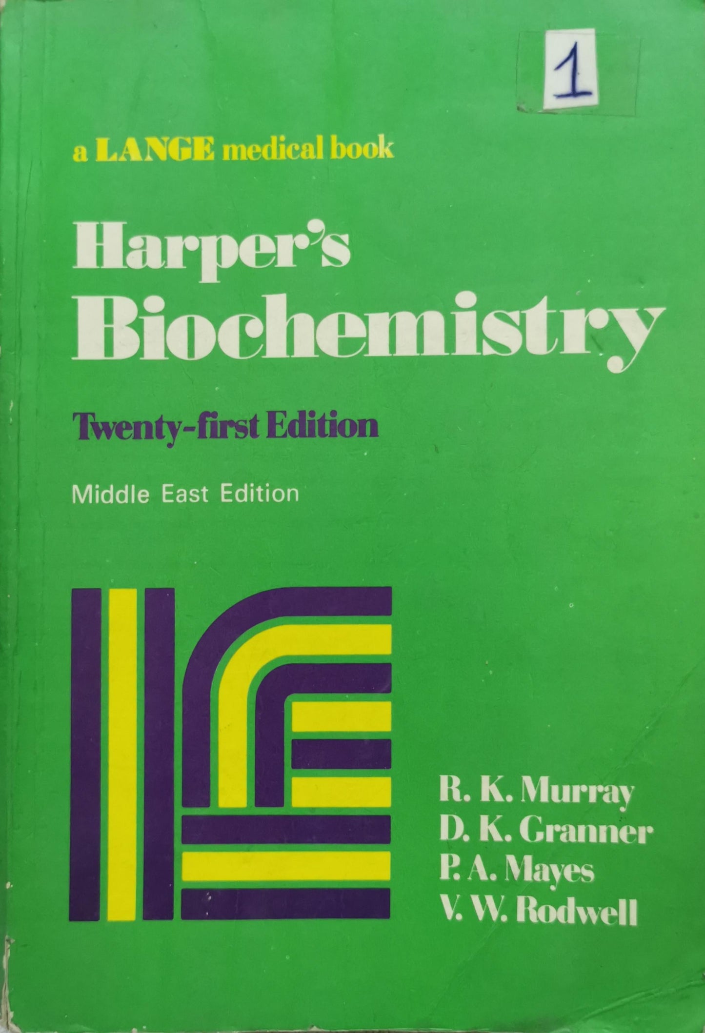 Harper's Biochemistry: Twenty-first Edition By R. K. Murray and D. K. Granner and P. A. Mayes and V. W. Rodwell
