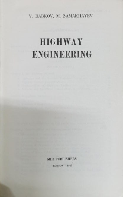 HIGHWAY ENGINEERING By V. Babkov and M. Zamakhayev