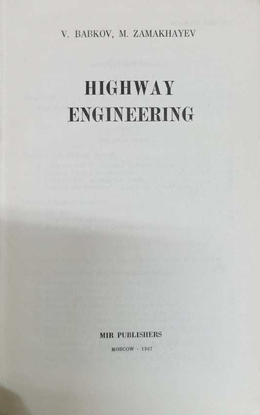 HIGHWAY ENGINEERING By V. Babkov and M. Zamakhayev