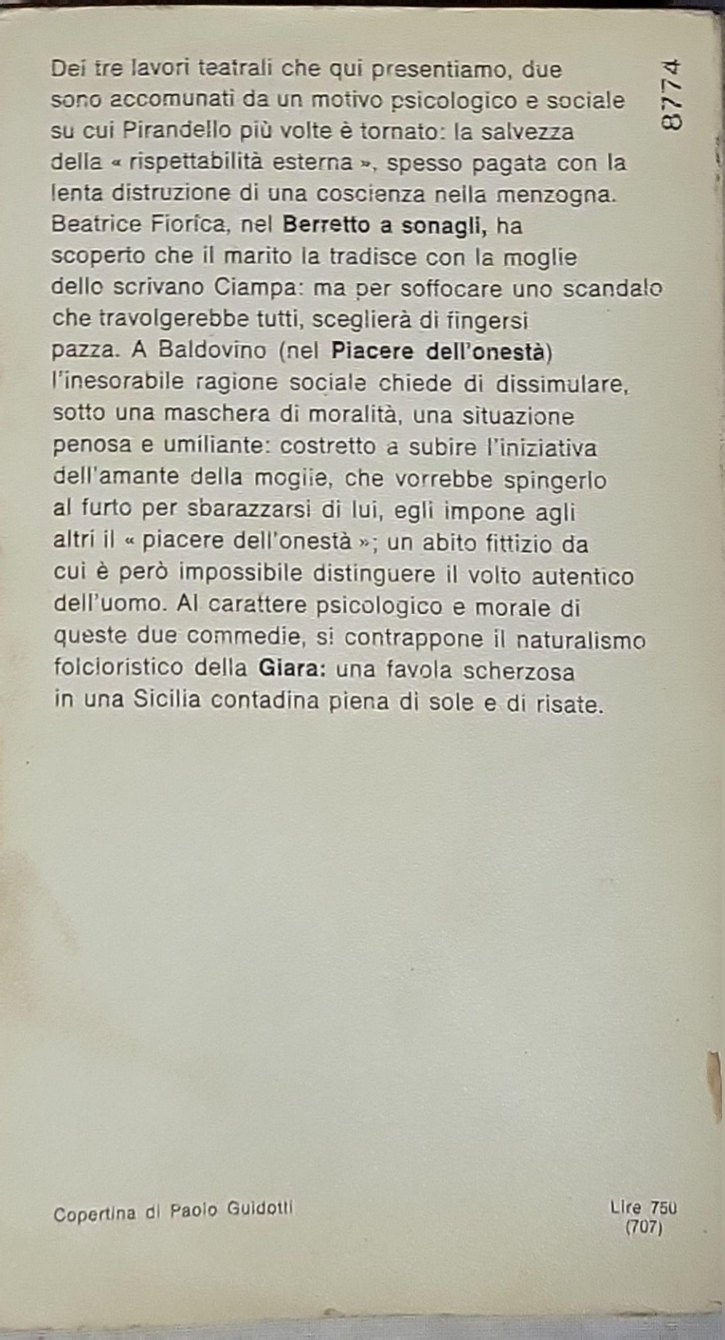 Il berretto a sonagli La giara Il piacere dell'onestà By Luigi Pirandello