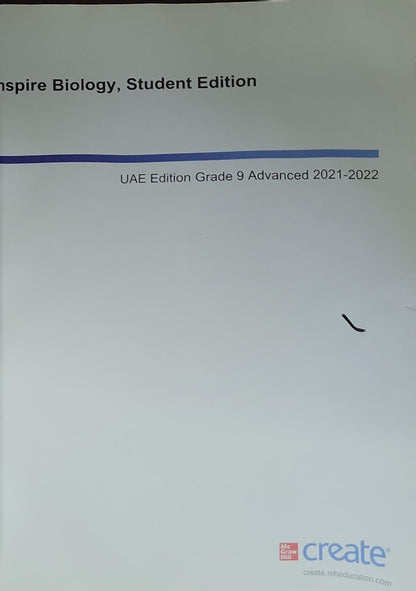Inspire Biology: UAE Edition Grade 9 Advanced 2021-2022