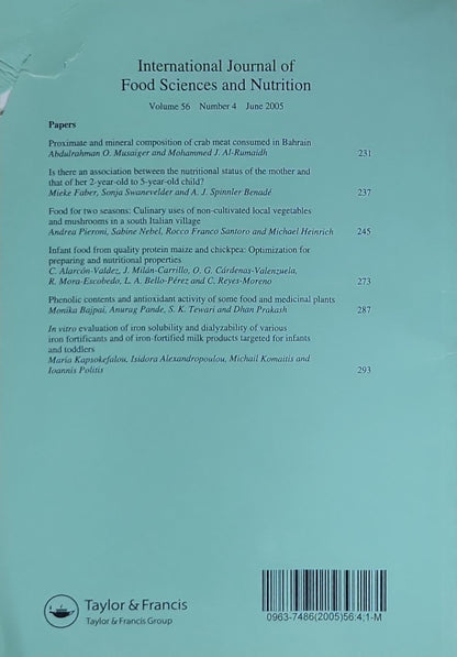 International Journal of Food Sciences and Nutrition: Volume 56, Number 4, June 2005