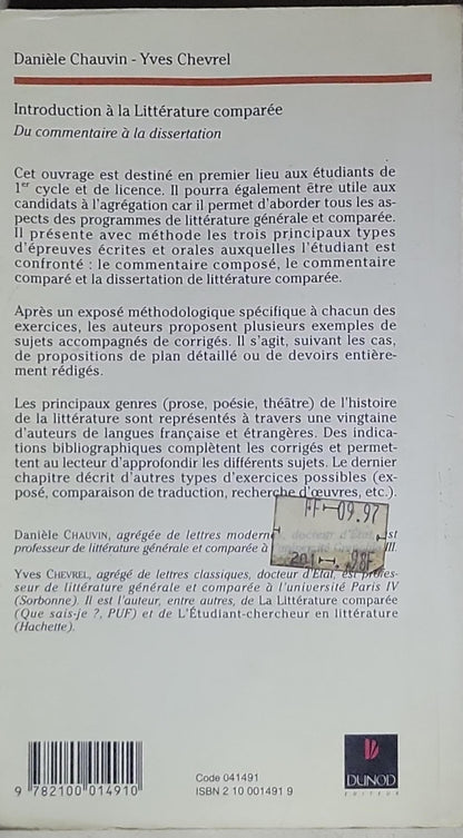 Introduction à la Littérature comparée: Du commentaire à la dissertation