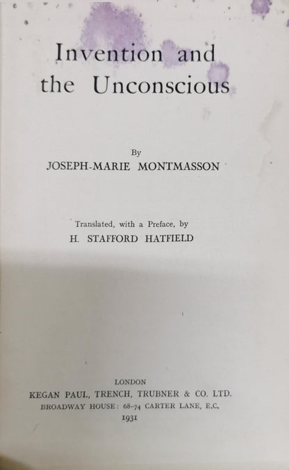 Invention and the Unconscious By Joseph-Marie Montmasson