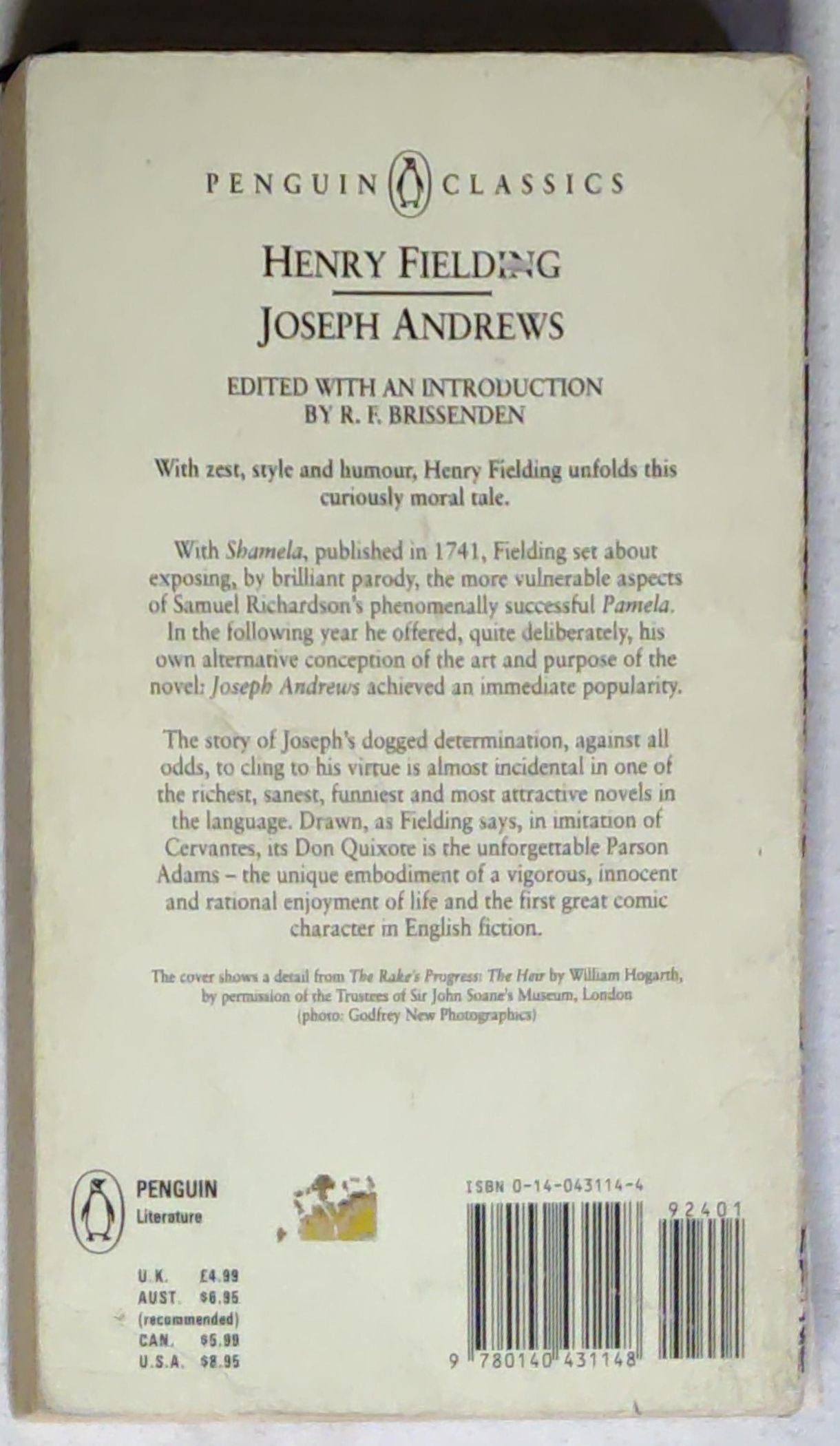 Joseph Andrews: Penguin Classics edition, Edited with an introduction by R. F. Brissenden