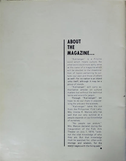 Kalinangan: January–March 1975