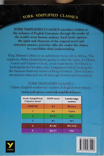 King Solomon's Mines: York Simplified Classics Level 3 By H. Rider Haggard