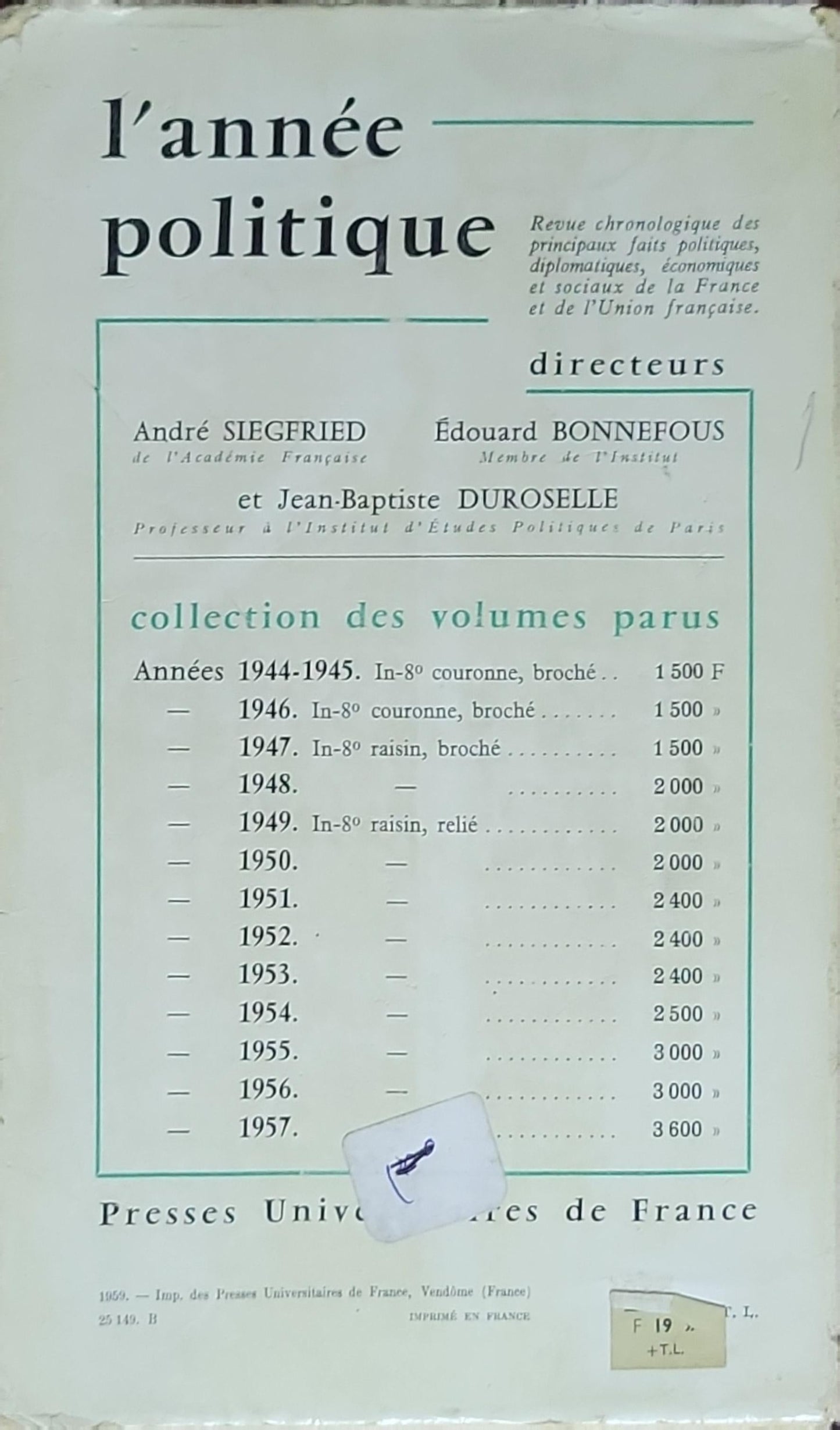 L'après-guerre (1919-1924)