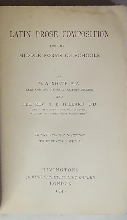 Latin Prose Composition: For the Middle Forms of Schools