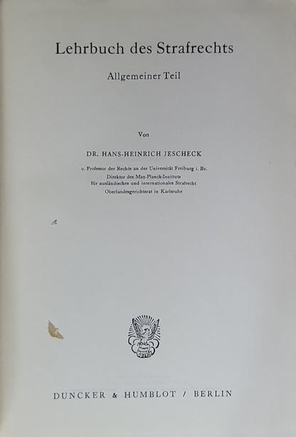 Lehrbuch des Strafrechts: Allgemeiner Teil