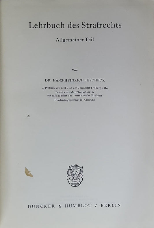 Lehrbuch des Strafrechts: Allgemeiner Teil
