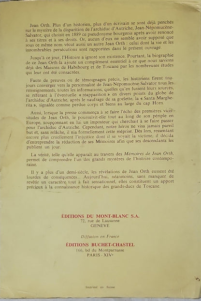 Les Mémoires de Jean Orth: Une énigme à la Cour de Toscane By Jean Orth